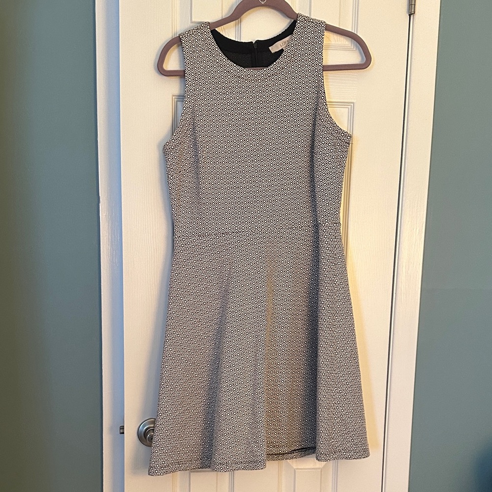 LOFT Black and White Geometric Dress